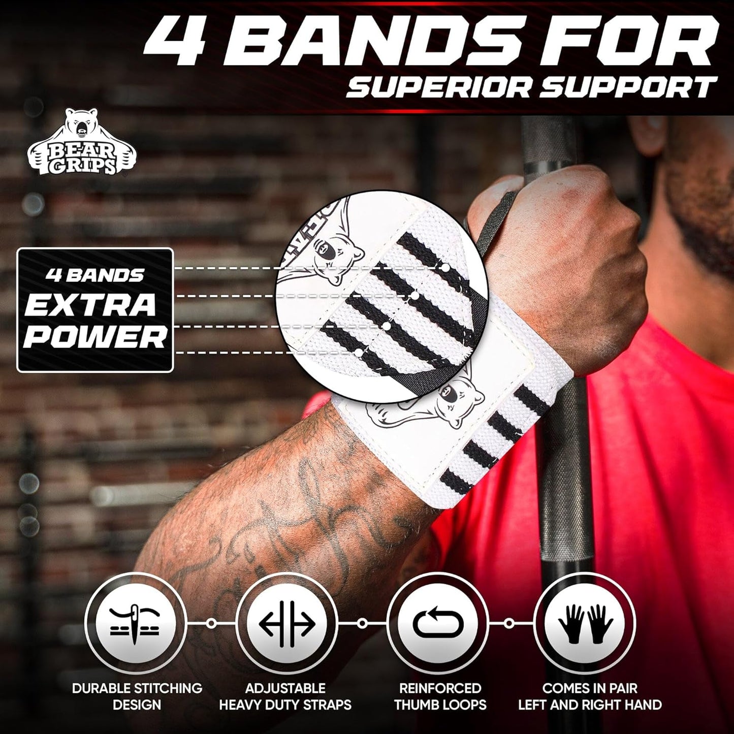 Wrist Wraps for Weightlifting | Weight Lifting Wrist Straps for Weightlifting | Extra Strength Gym Wrist Wraps | Two Wrist Wrap per Pack | 12” & 18” | Lifting Wrist Wraps for Men & Women