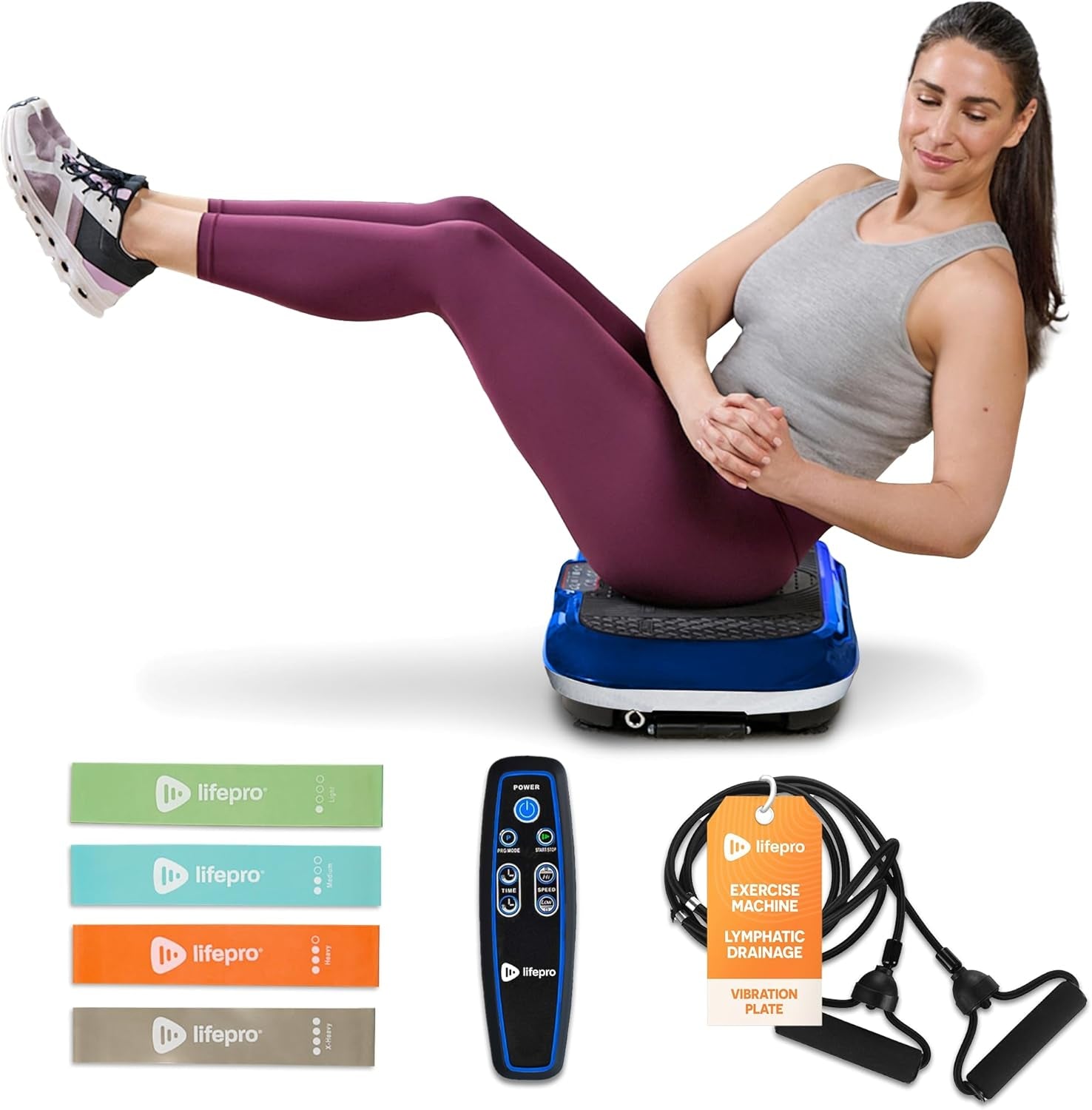 Vibration Plate Exercise Machine - Whole Body Workout Vibration Fitness Platform W/ Loop Bands - Home Training Equipment