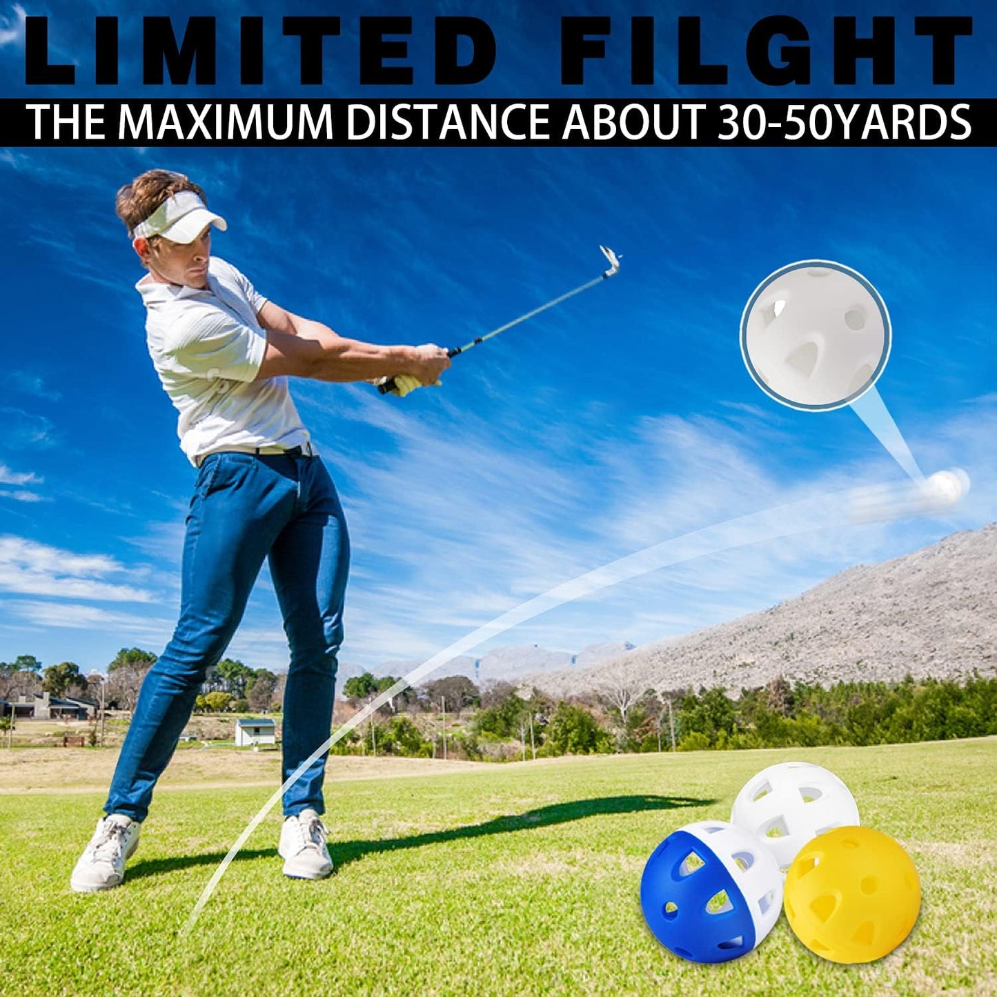 Limited Flight Practice Golf Balls | True Hitting Feeling and Side Spin Golf Training Balls