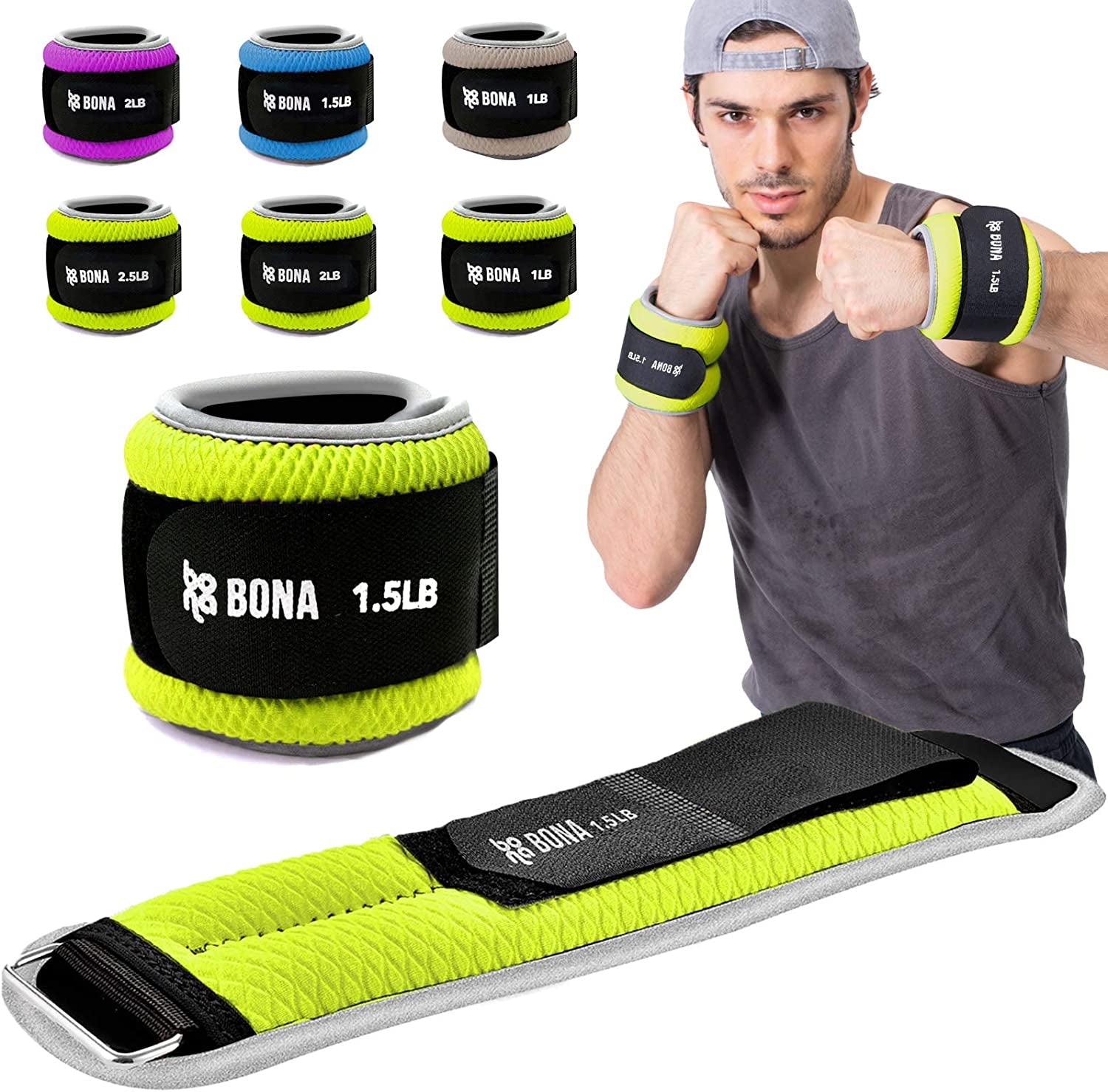 Fitness Adjustable Ankle Weights with Reflective Trim/2-5Lbs (1 Pair) Durable Ankle Wrist Weights Set for Women Men with Strap/Best for Walking, Jogging, Gymnastics Arm Leg Weights