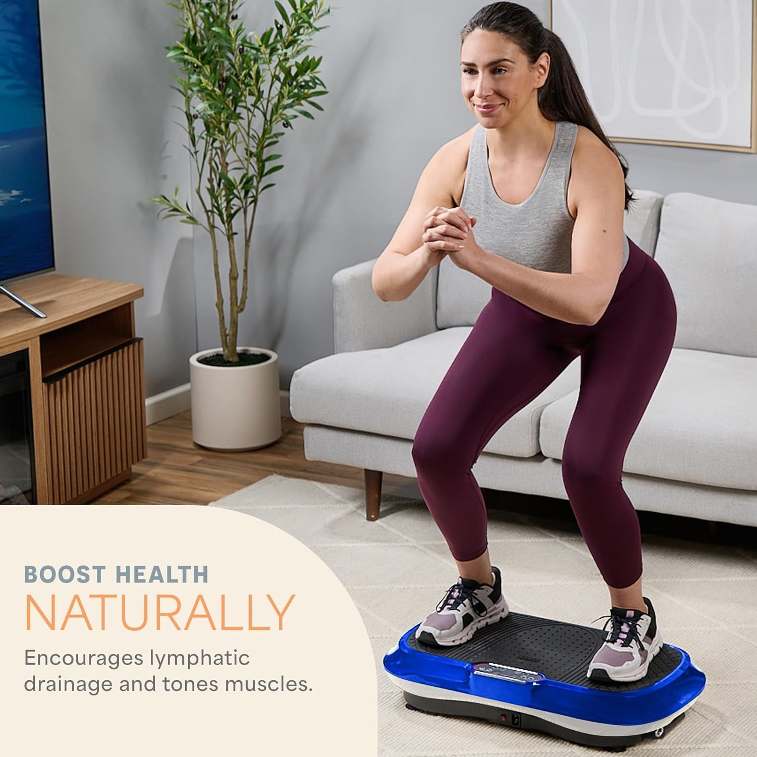 Vibration Plate Exercise Machine - Whole Body Workout Vibration Fitness Platform W/ Loop Bands - Home Training Equipment