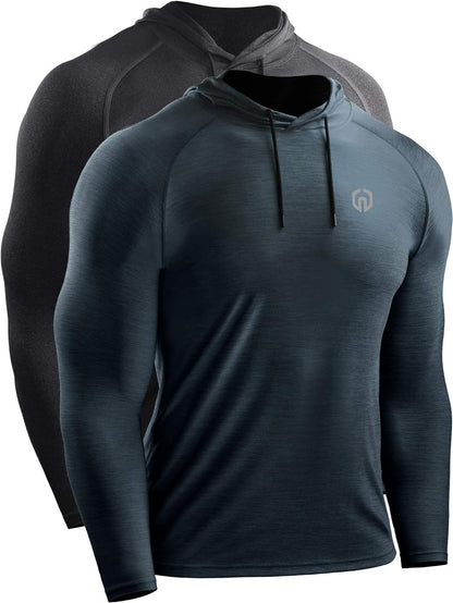 Men'S Dry Fit Athletic Shirt Workout Running Long Sleeve Shirts with Hoods