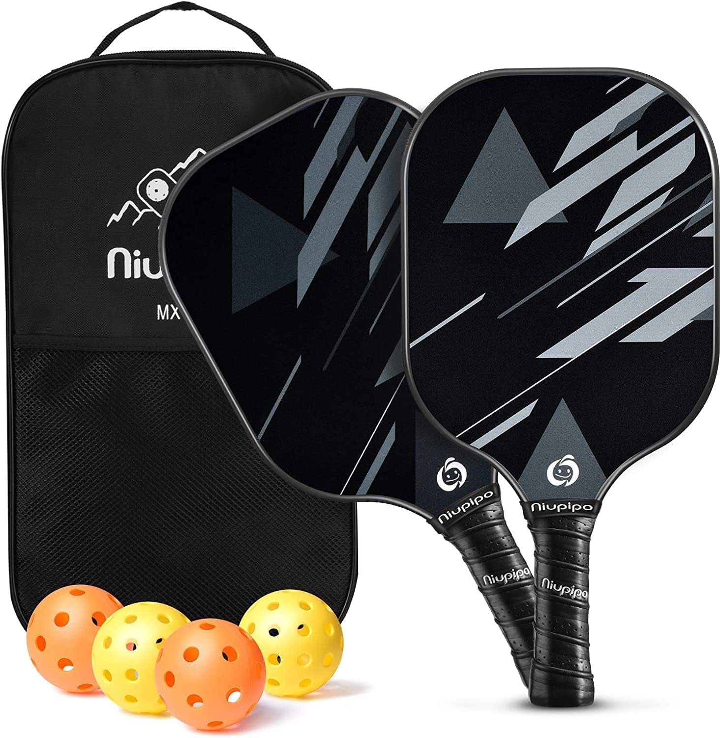 Pickleball Paddles Set of 2, USAPA Approved Lightweight Pickleball Rackets, Durable Fiberglass Pickleball Paddles Set with Polypropylene Honeycomb Core