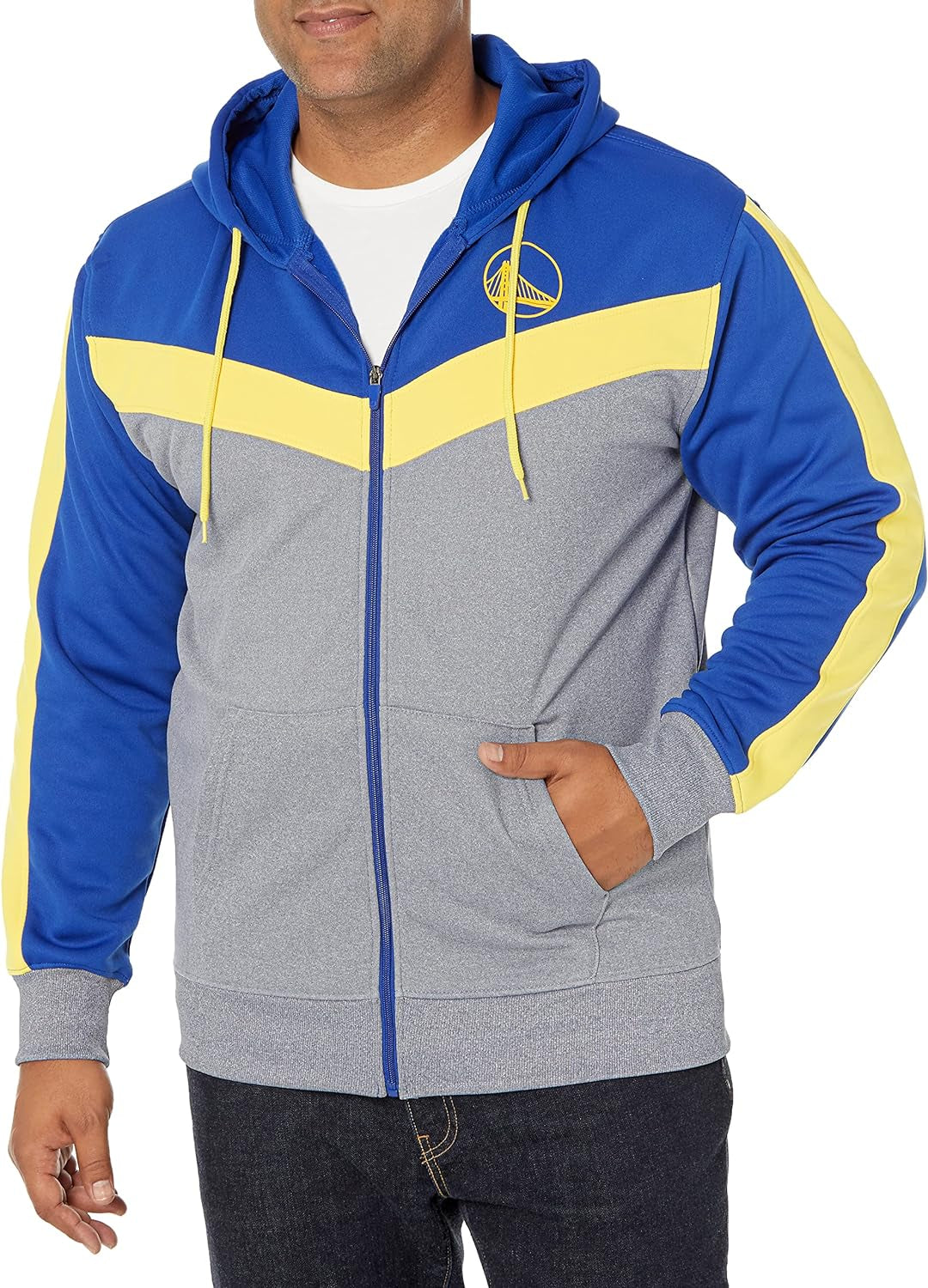 NBA Men'S Contrast Back Cut Full Zip Hoodie Sweatshirt